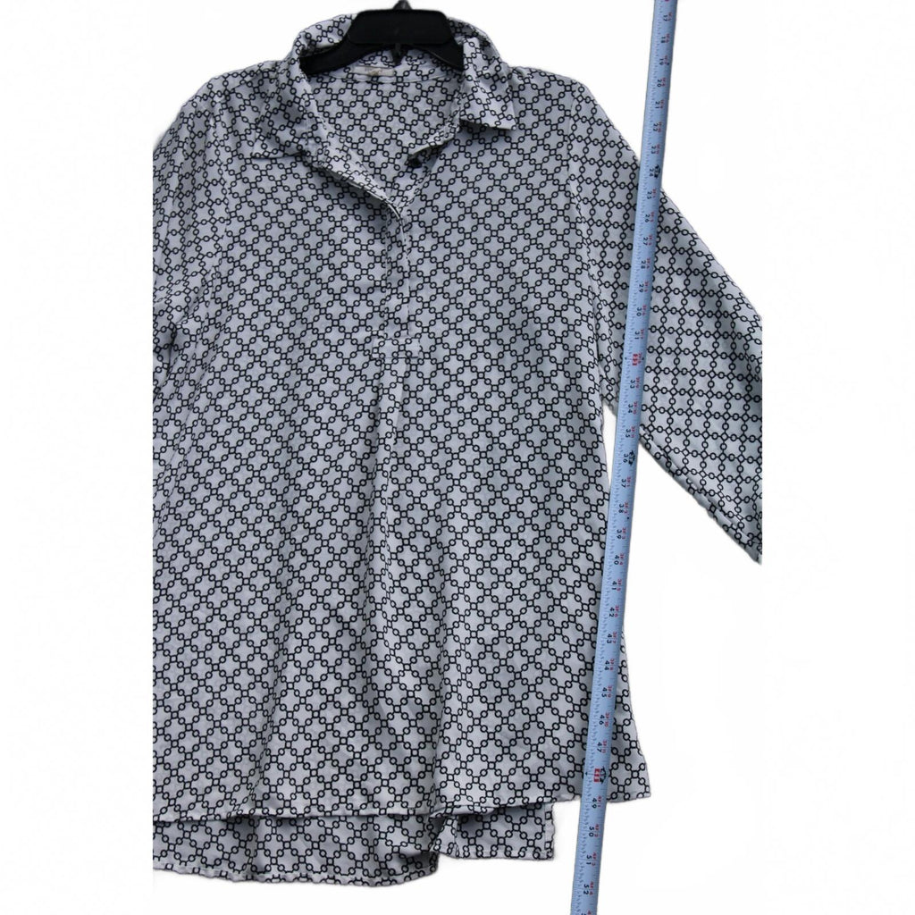 Pleione Women's Nordstrom Geometric Chain Link Print Roll Tab Long Sleeve Tunic