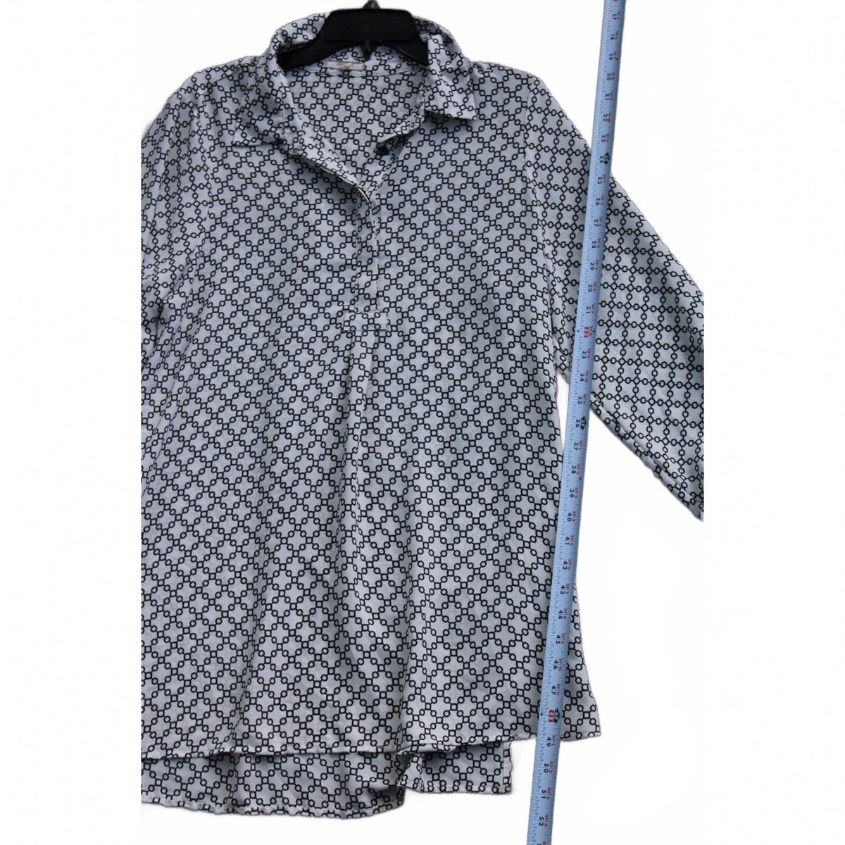 Pleione Women's Nordstrom Geometric Chain Link Print Roll Tab Long Sleeve Tunic