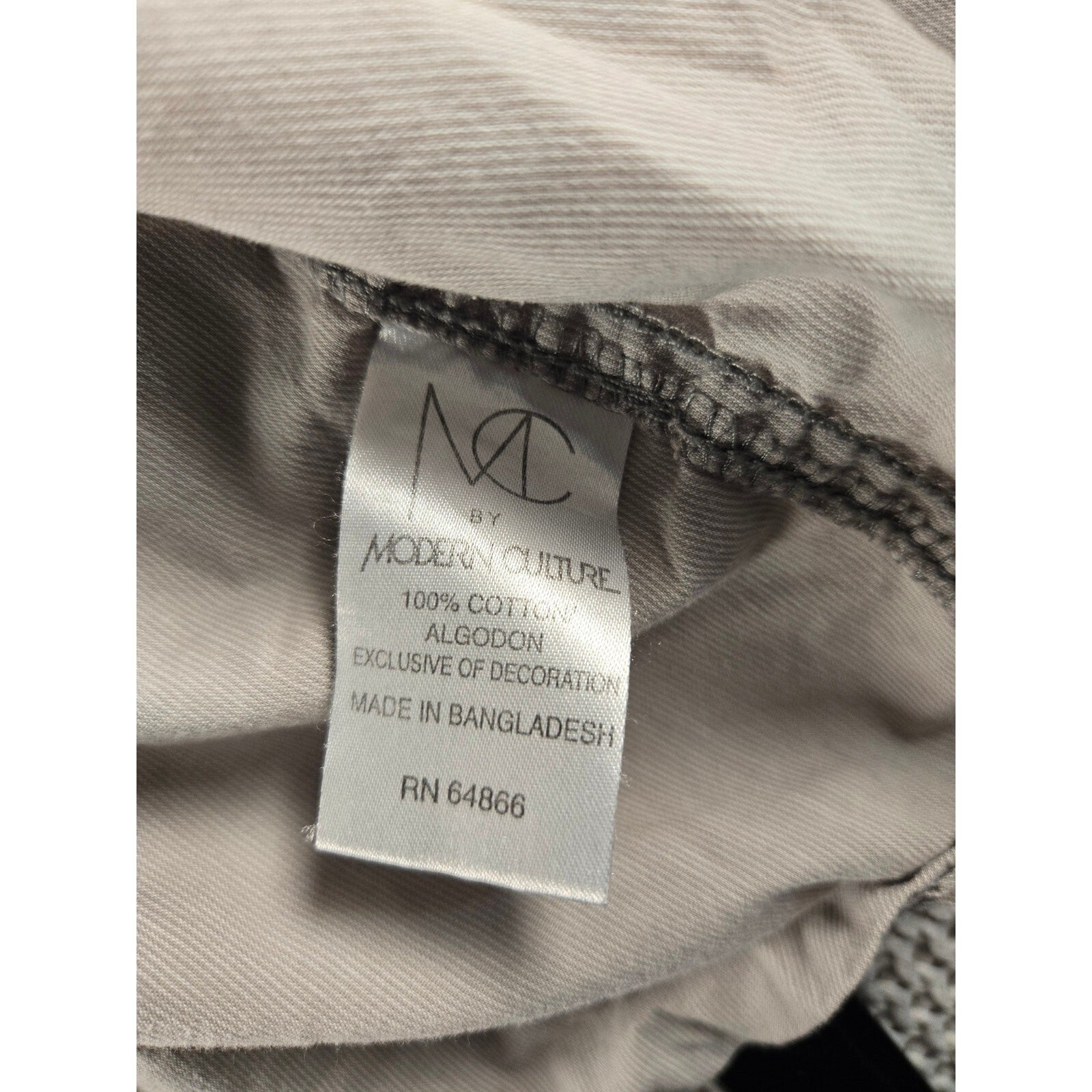 Modern Culture Men's Gray Short Sleeve Button-Down Shirt, Size M, 100% Cotton