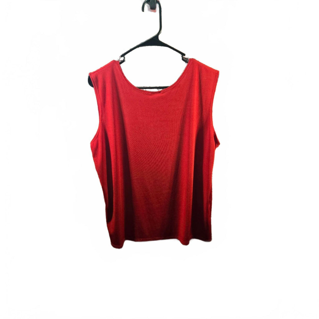 Jostar  Womens Red Tank Top Size L Xl Sleeveless Scoop Neck Flat Chest 21"