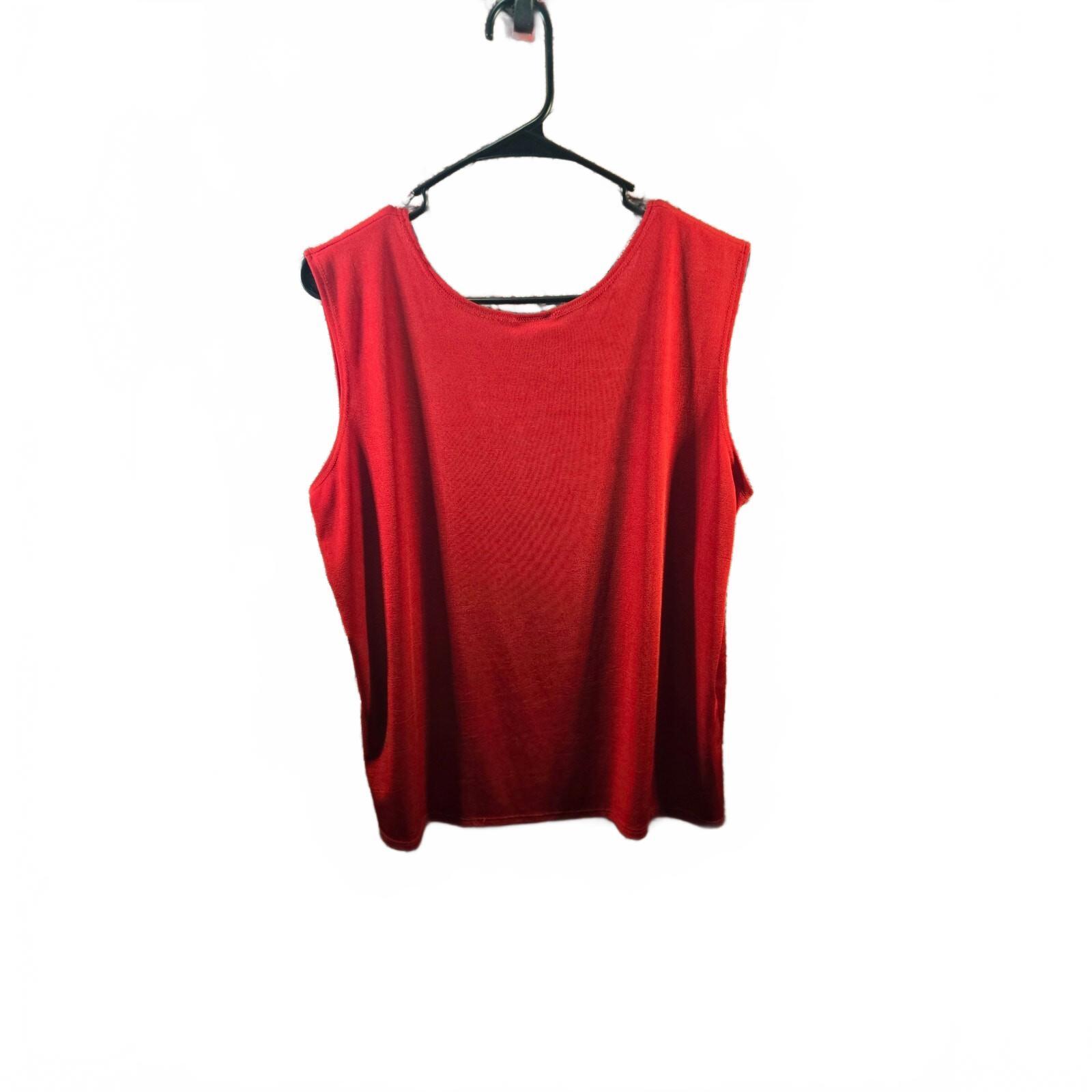 Jostar  Womens Red Tank Top Size L Xl Sleeveless Scoop Neck Flat Chest 21"