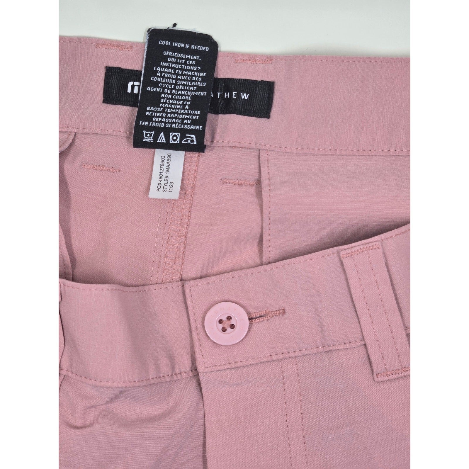 Travis Mathew Men's 30 Tech Chino Golf Shorts Pink rose Stretch Eco Performance