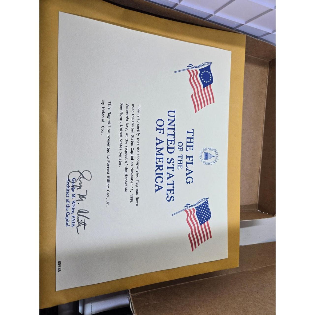 Vintage Valley Forge American Flag with Original Box and Certificate of Authenticity - Flown on U.S.