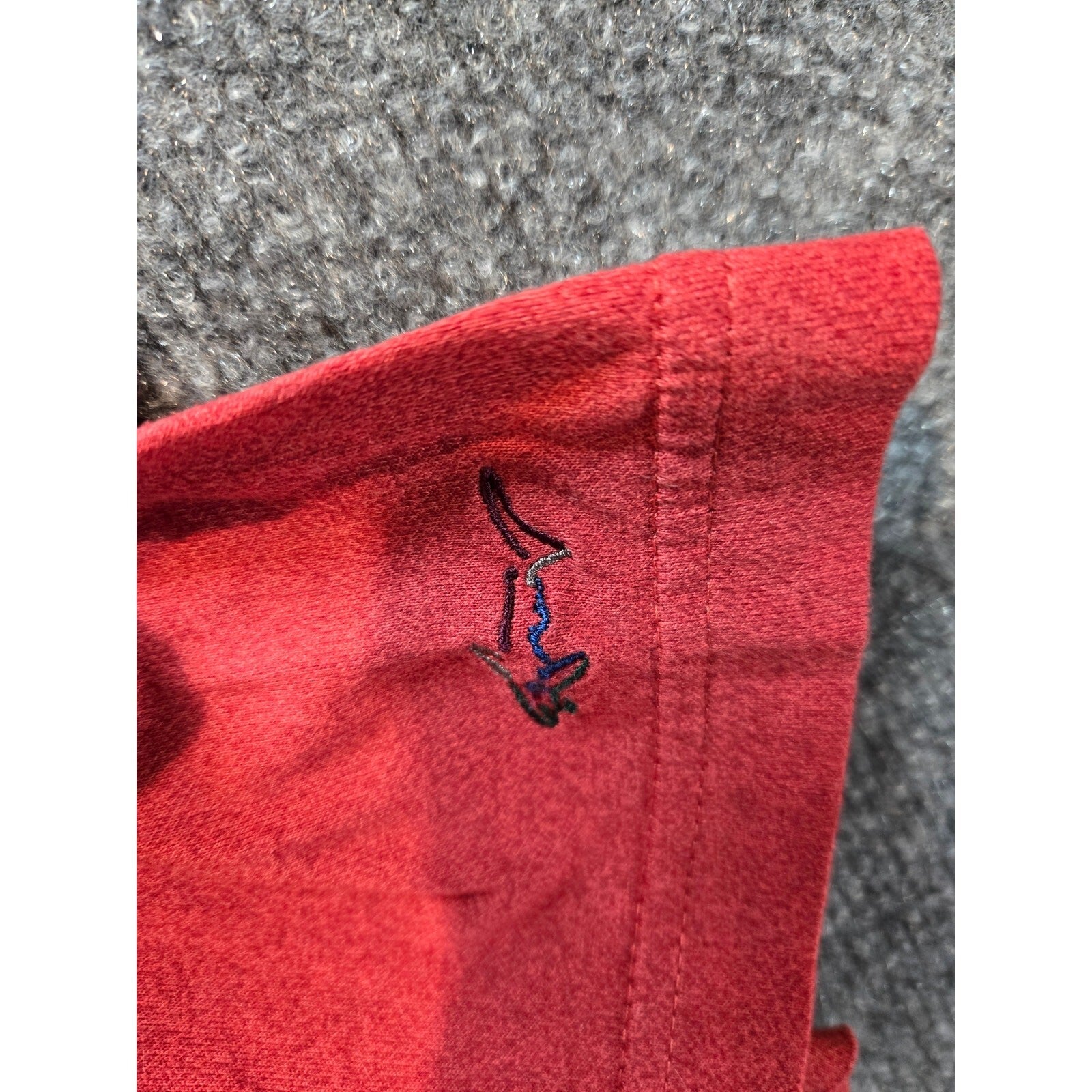 Greg Norman Shark Logo Red Geometric Pattern Mercerized Cotton Polo Shirt Men's
