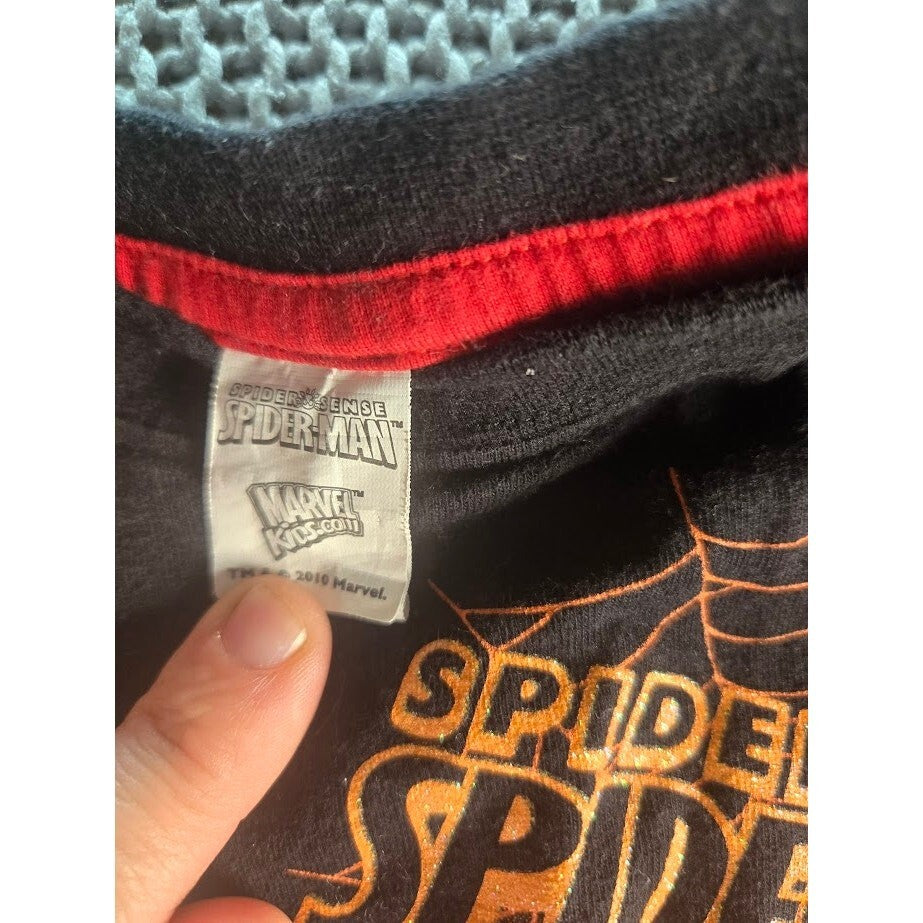 Vintage Youth Spider Sense Spiderman Black Shirt Size 6
