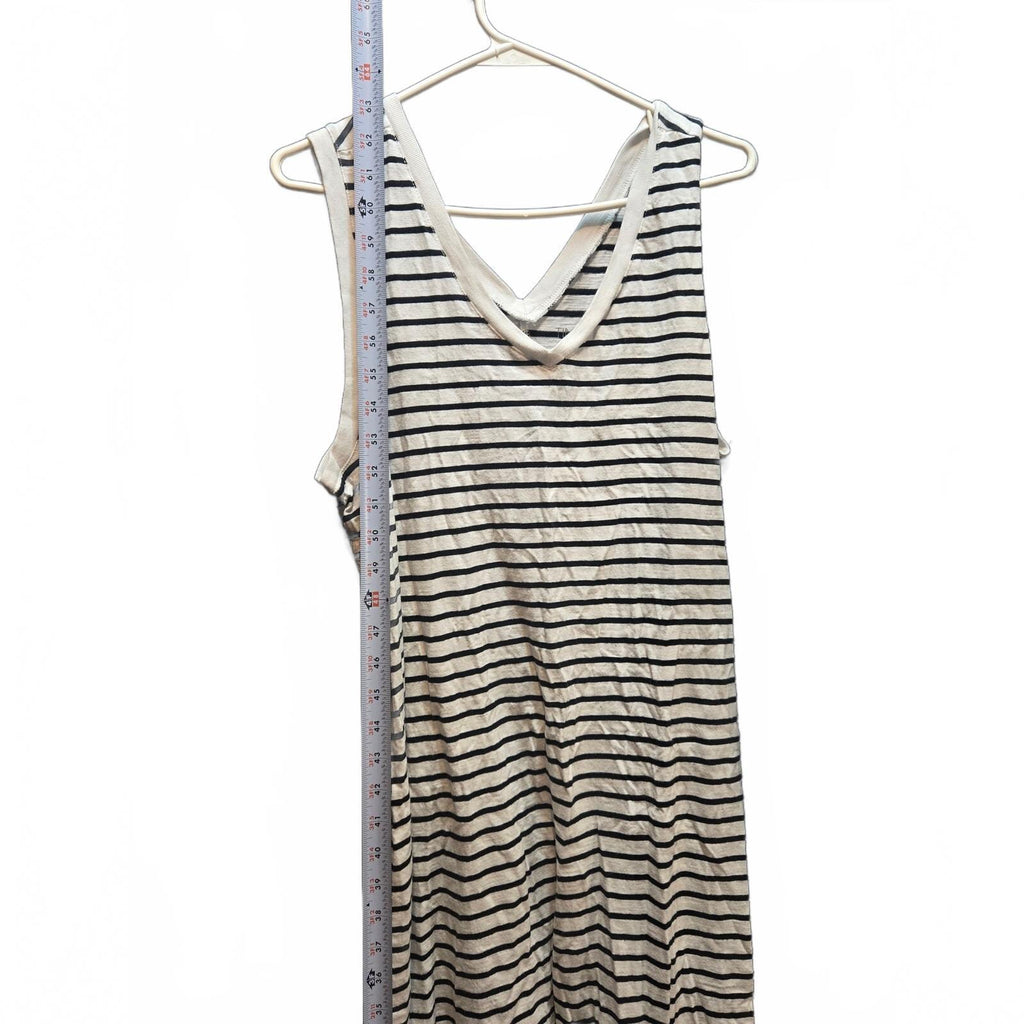 Time and Tru Women's Sleeveless Black Striped Dress with Double V-Neckline and T