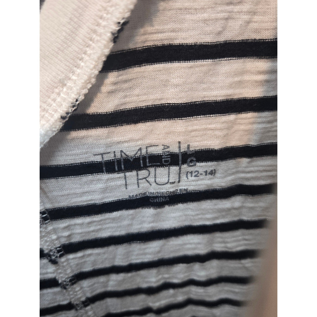 Time and Tru Women's Sleeveless Black Striped Dress with Double V-Neckline and T