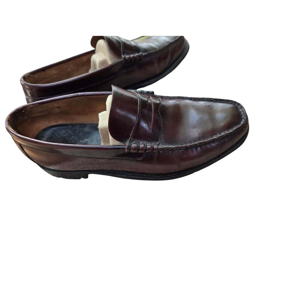 Johnston & Murphy Burgundy Leather Penny Loafers SoleTech Rubber Heels 9
