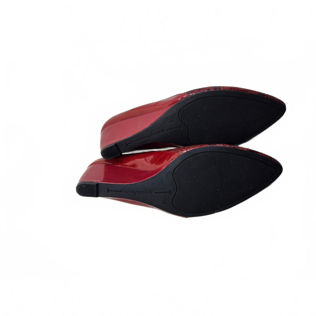 Aerosoles Red Patent Leather Wedge Pumps Faux Snakeskin Embossed Pointed  7.5