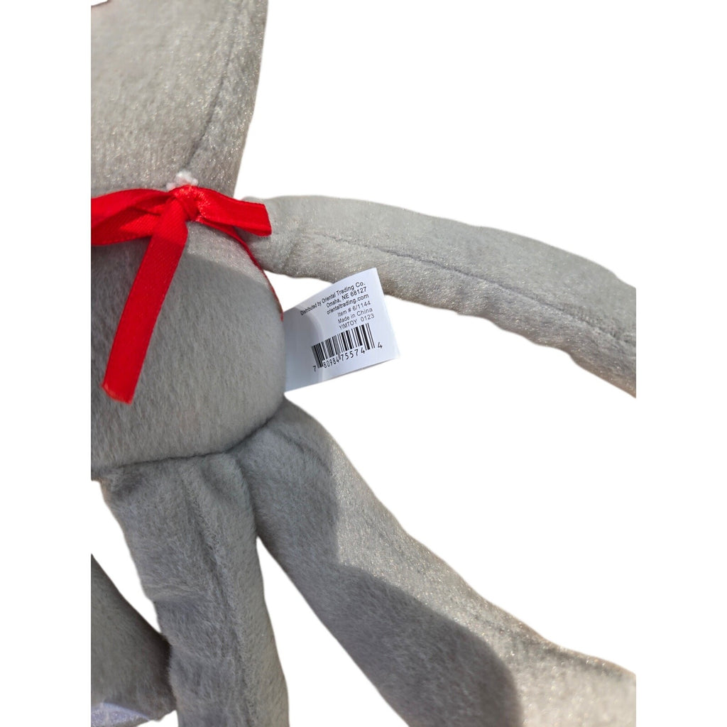 Minimalist Gray Fleece Elephant Plush Stuffed Animal Small Black Eyes