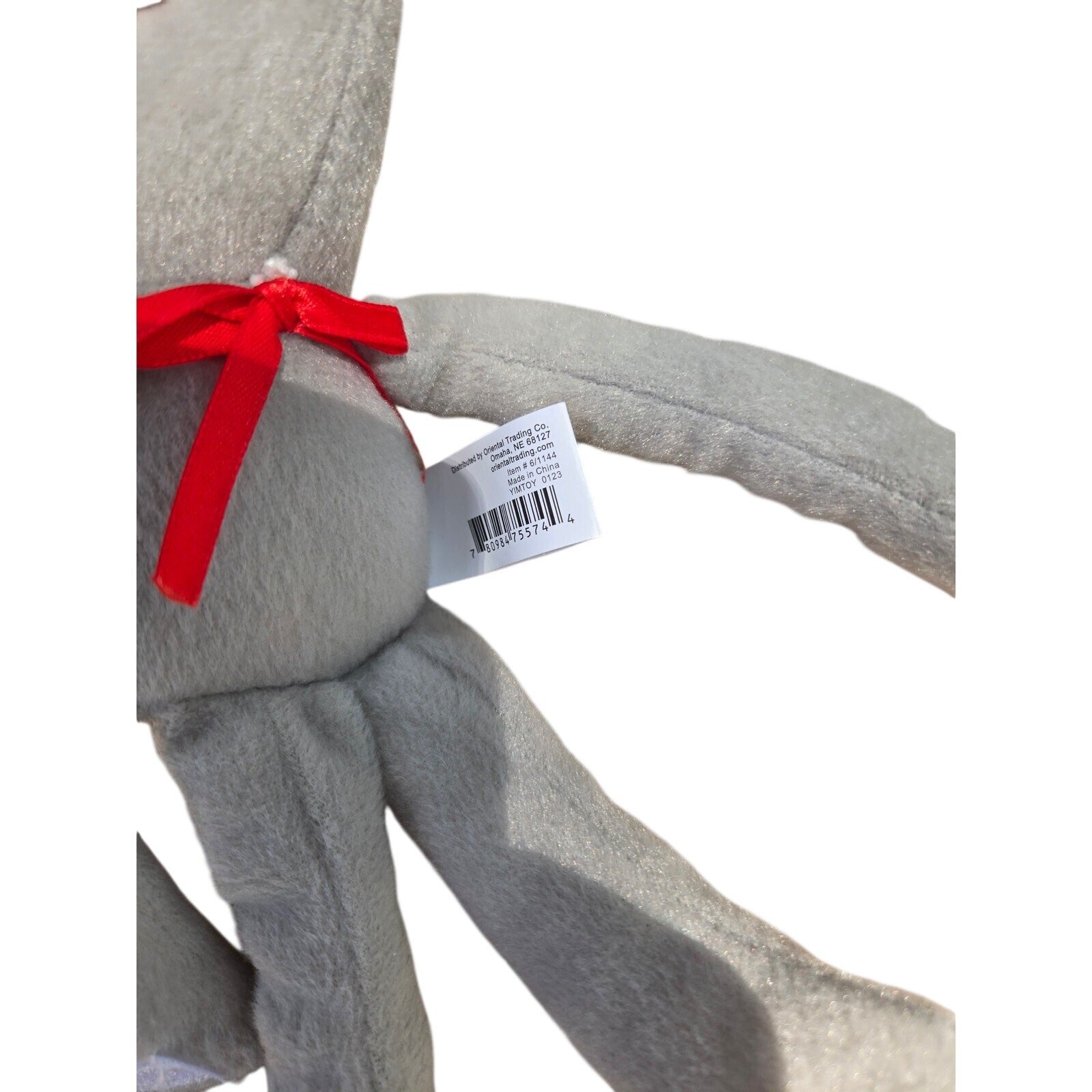 Minimalist Gray Fleece Elephant Plush Stuffed Animal Small Black Eyes