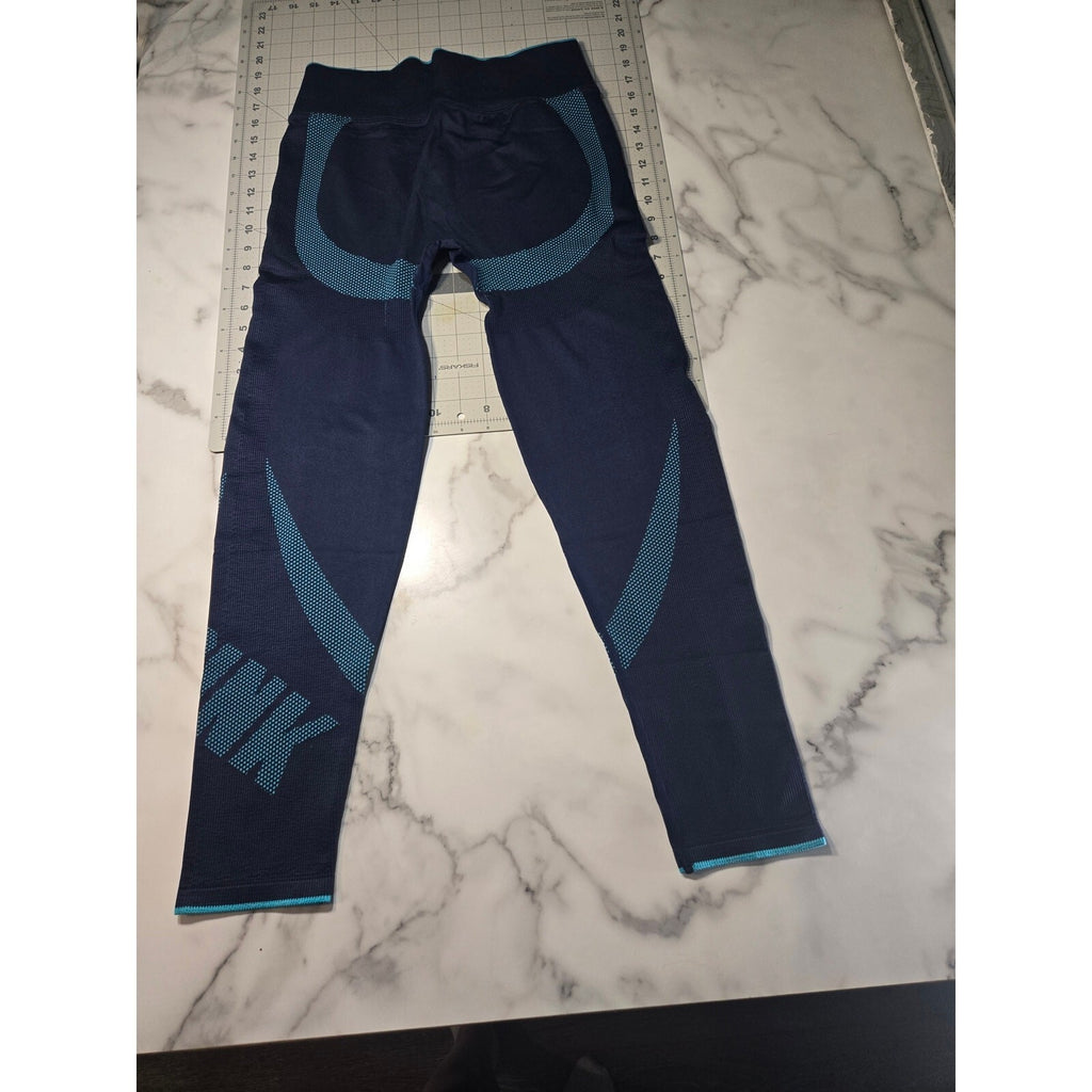 Victorias Secret Pink Active Seamless Leggings Navy Blue Teal Contour Large