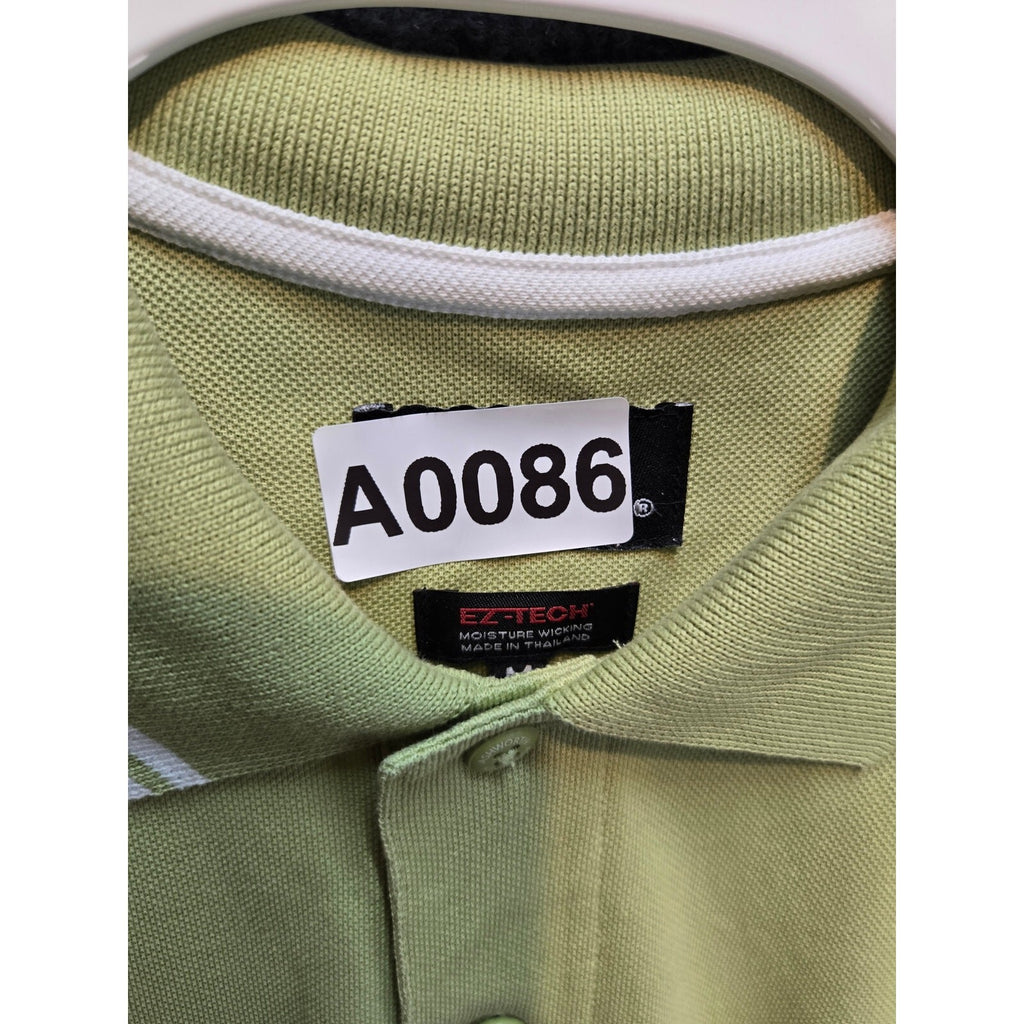 Ashworth Mens Lime Green Short Sleeve Polo Embroidered Golfer Logo 2-Button