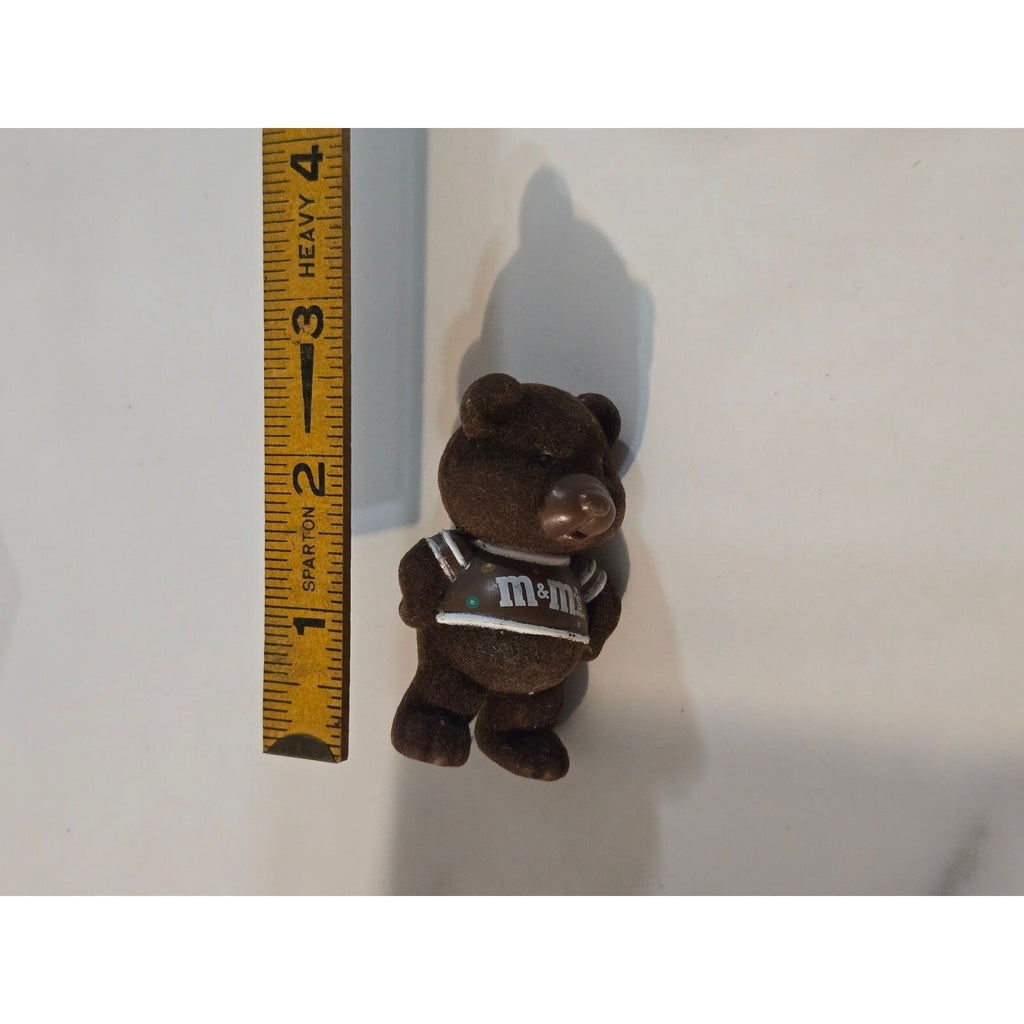 Vintage 1987 Mars M&M’s Plain Chocolate Flocked Bear Miniature Figurine 2.5"