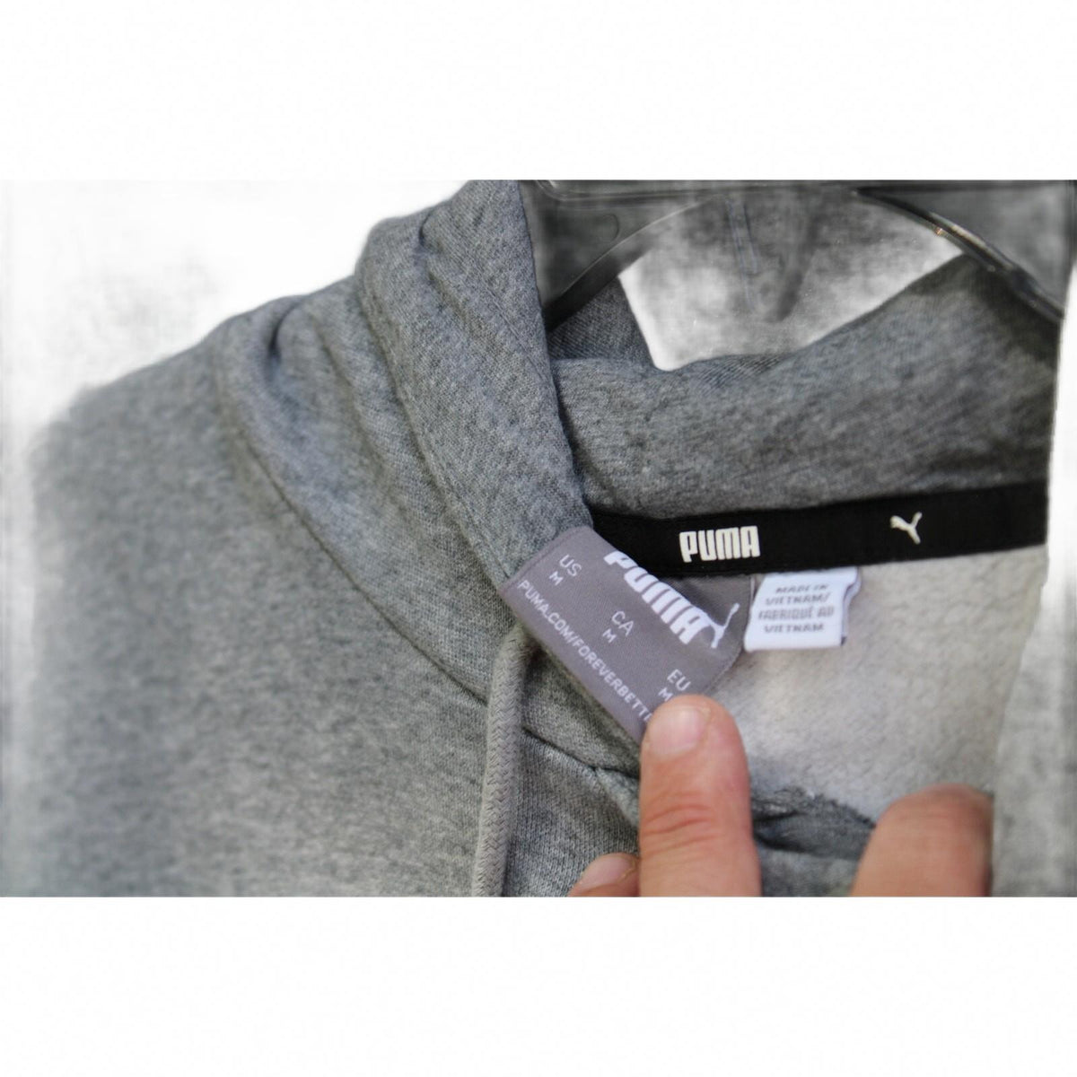 Puma Men's Medium Gray Heather Logo Graphic Fleece Lined Pullover Hoodie