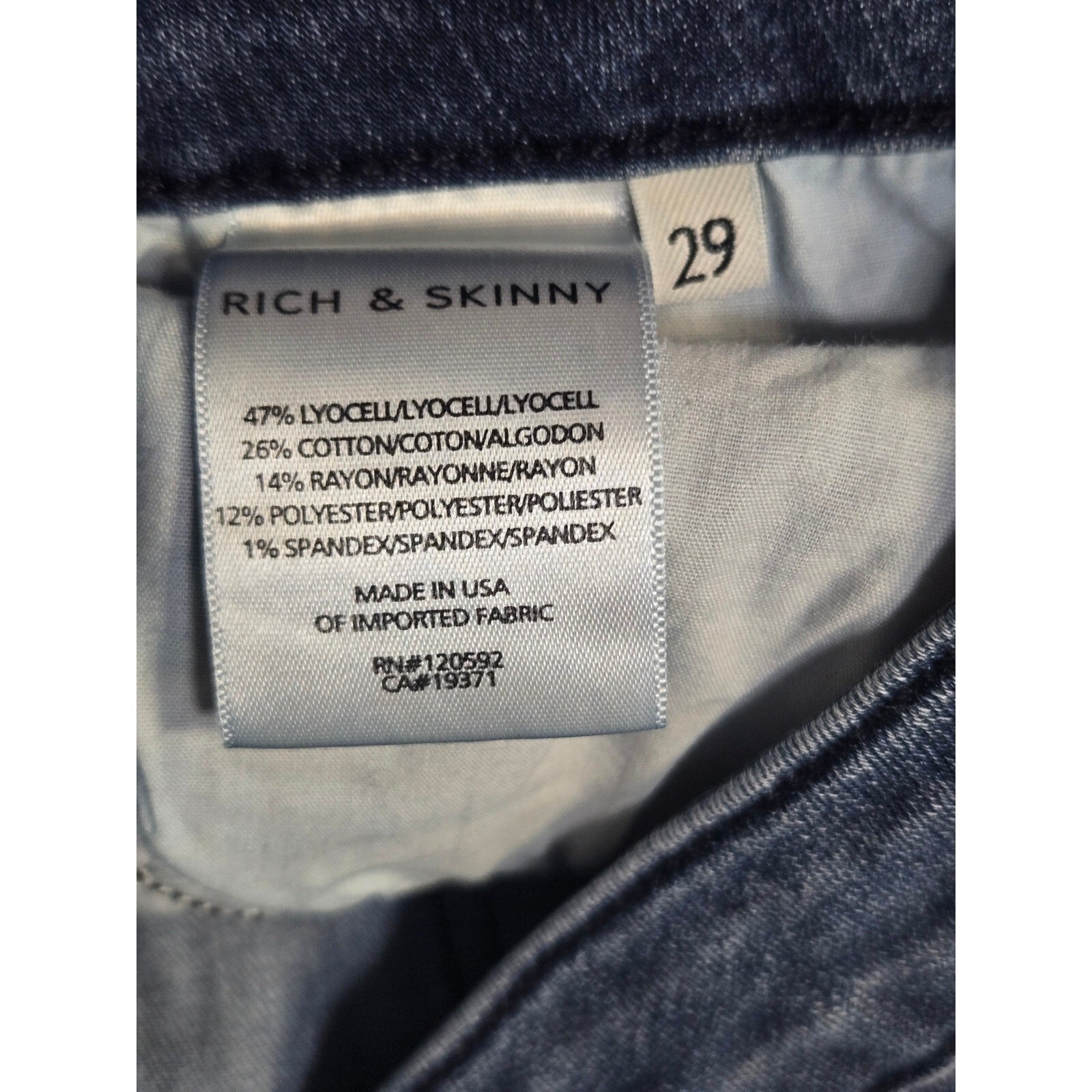 Rich and Skinny  Size 29 Low Rise Skinny Jeans Medium Wash Blue