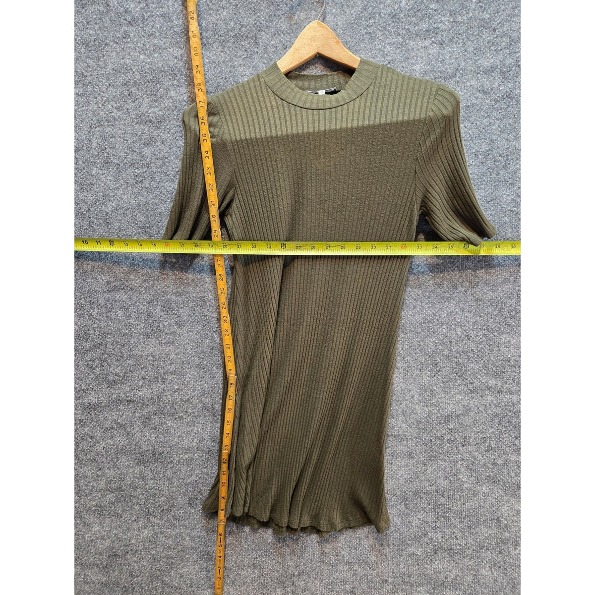 Charlotte Russe Olive Green Ribbed Knit Dress Size Small S