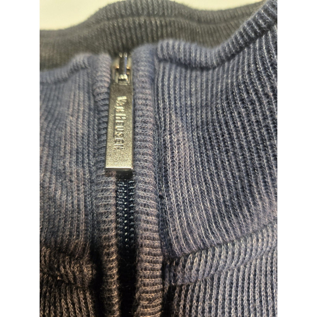 Van Heusen Men's Gray Classic Fit 1/4 Zip Pullover Sweater Medium Cotton Blend