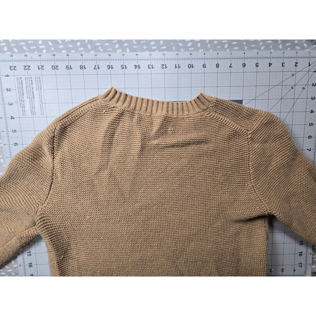 J. Crew Mercantile Classic Crew Neck Sweater Tan Camel Knit Size Small