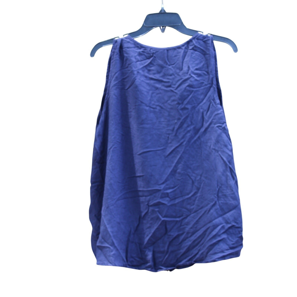 Daytrip Buckle Navy Blue Sleeveless Top with Embroidered V-Neckline, Size XL