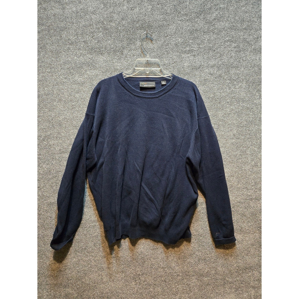 Greg Norman Golf Men's Navy Blue Crewneck Pullover Sweater, Size Large, 100% Cot