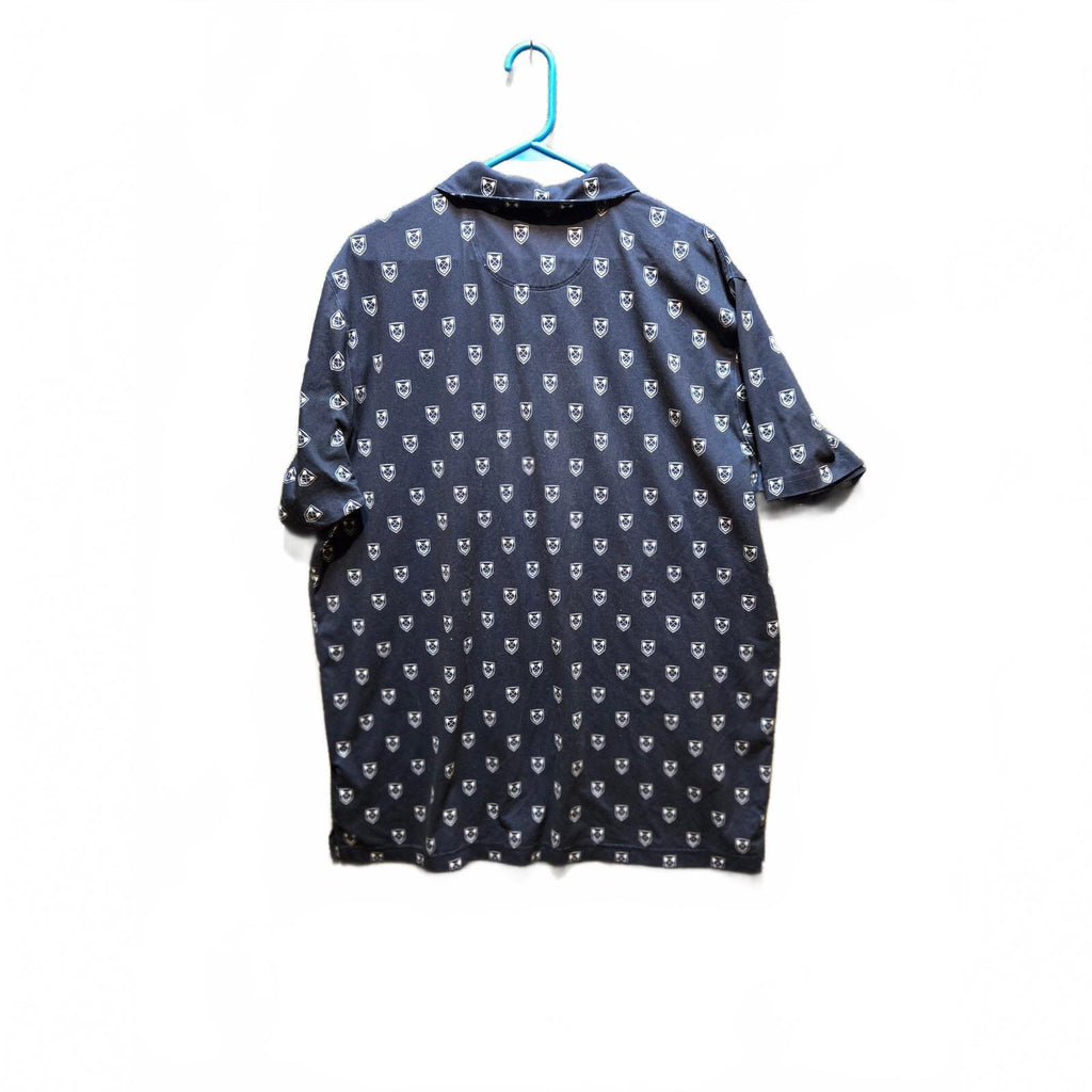 PUMA Men's XL Blue Cat Shield Logo All-Over Print Short Sleeve Polo Shirt