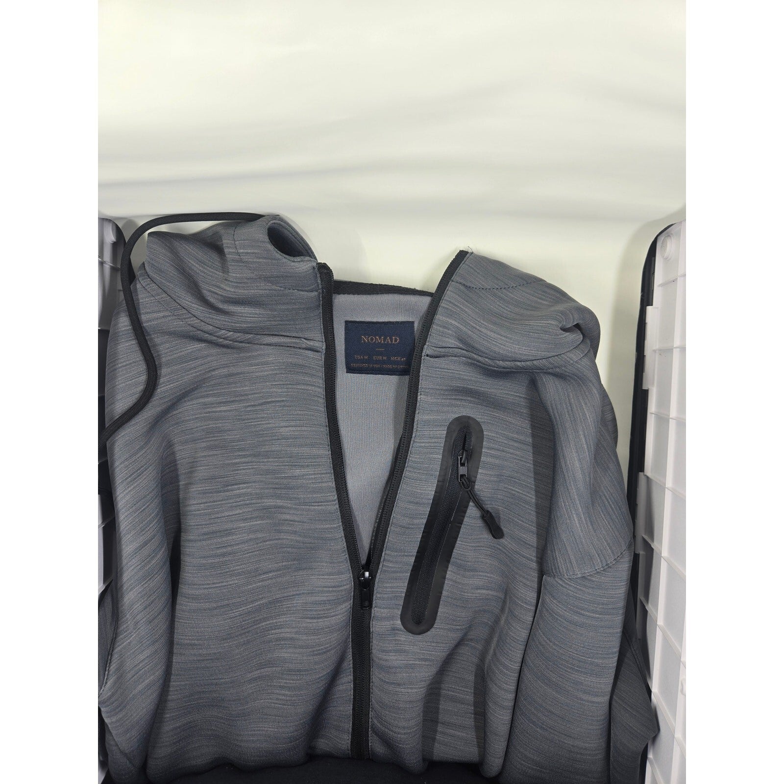 Nomad Men's Gray Tech Fleece Full Zip Hoodie with Chest Pocket, Size M