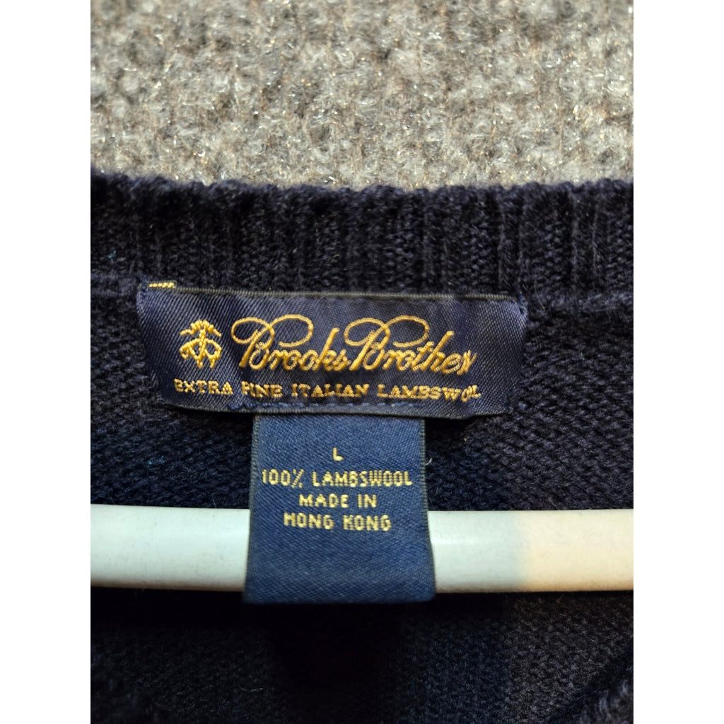 Brooks Brothers Tartan Plaid Sweater Vest Men L Navy Blue Green Red V-Neck