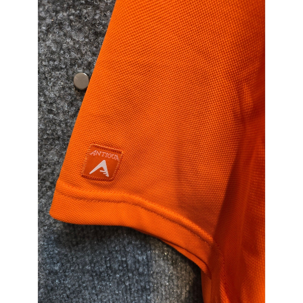 Antigua Desert Dry Mens L Orange Solid Performance Golf Polo Shirt 3-Button