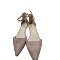 Forever 21 Faux Suede Pointed Toe D'Orsay Flats Beige Nude Gold Ankle Shoes 7.5