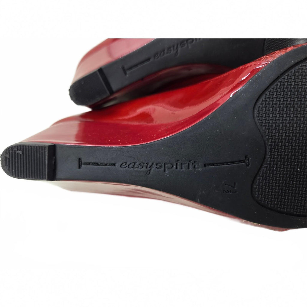 Aerosoles Red Patent Leather Wedge Pumps Faux Snakeskin Embossed Pointed  7.5