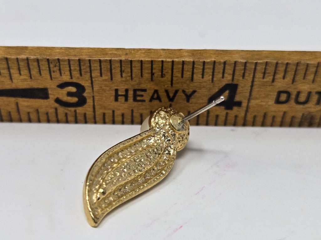 Vintage Gold-Tone Wave Crawlers/Climbers Pierced Post Earrings with Faux Pearls