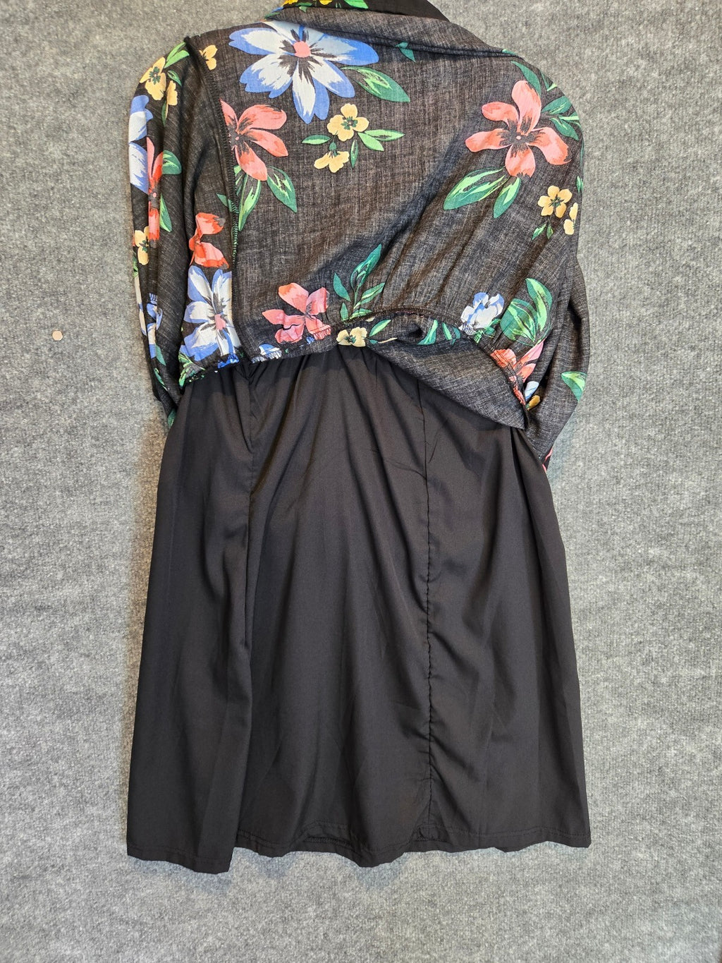 "Old Navy Women's Black Tropical Floral Sleeveless Lace-Up Shift Sundress Size S