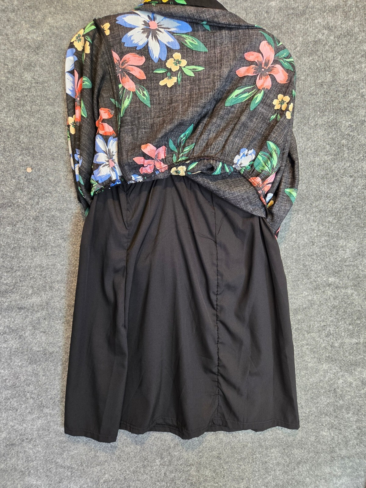 "Old Navy Women's Black Tropical Floral Sleeveless Lace-Up Shift Sundress Size S