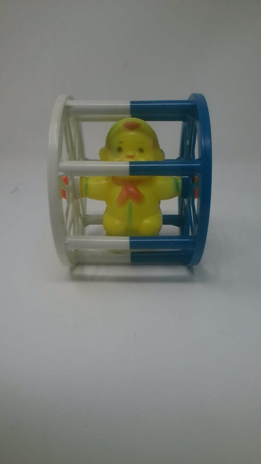 Vintage 1960s Plastic Rolling Wheel Toy Doll Rattle Made in Hong Kong