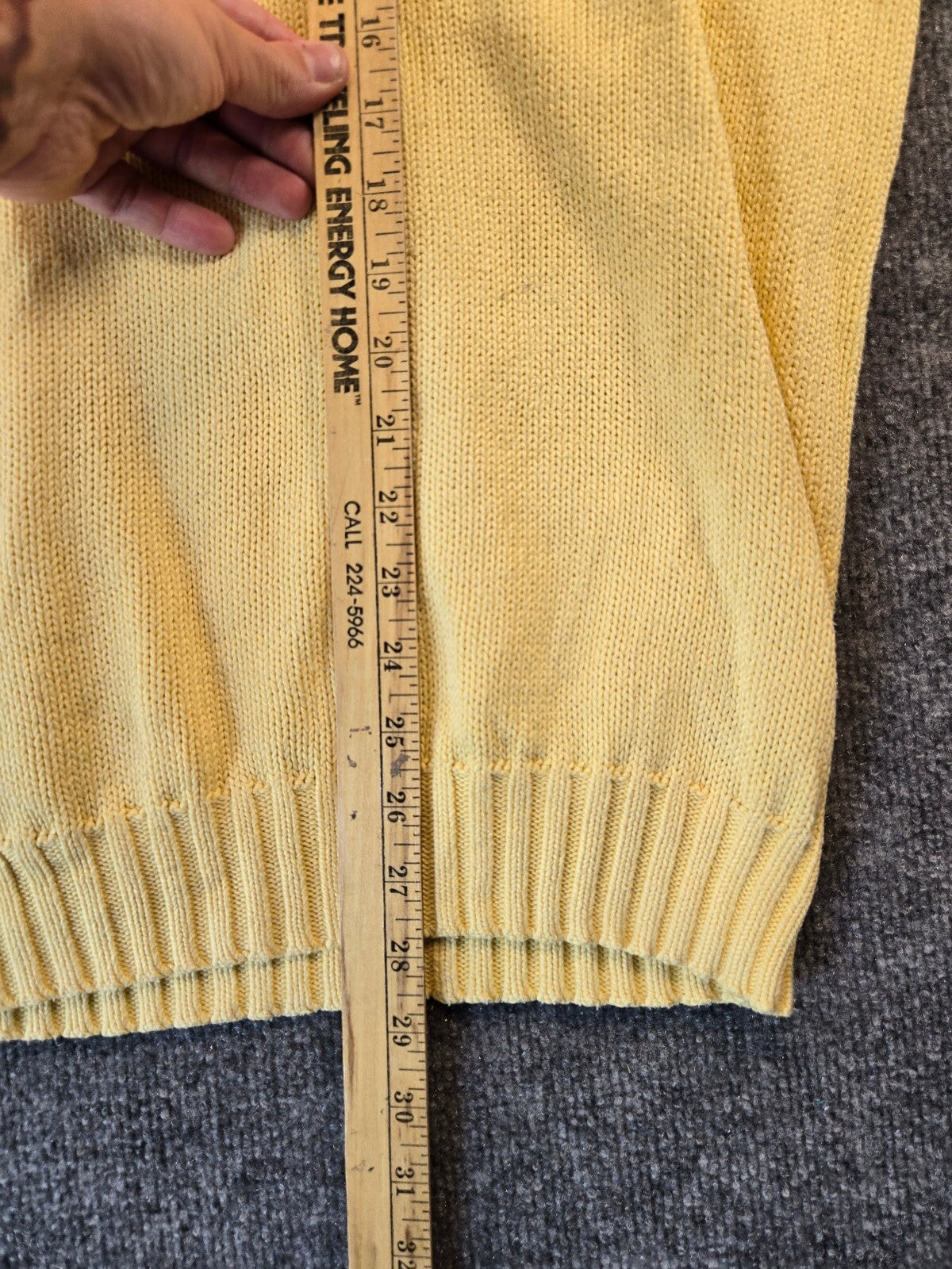 Vintage Polo Ralph Lauren Textured Knit Crewneck Sweater Yellow Cotton Size L