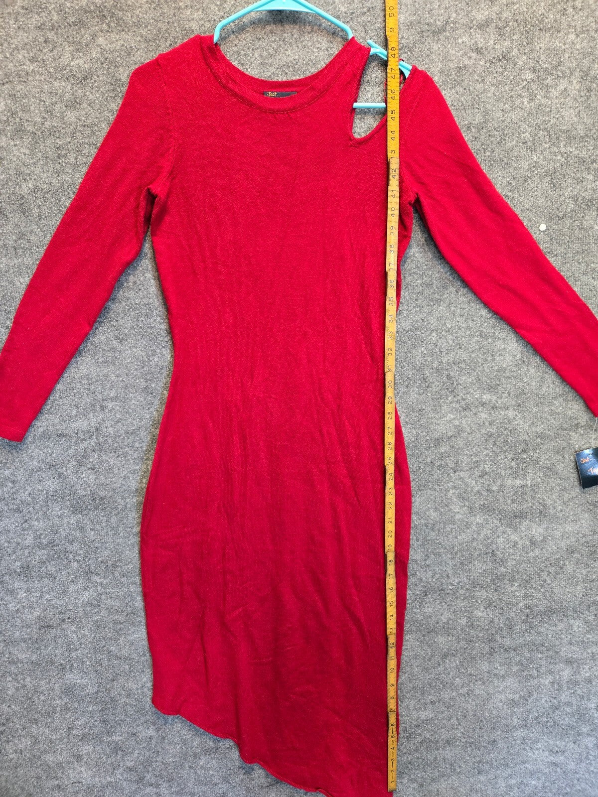 Just... Taylor Women's Red Cold-Shoulder Cutout Asymmetrical Knit Midi Dres (XS)