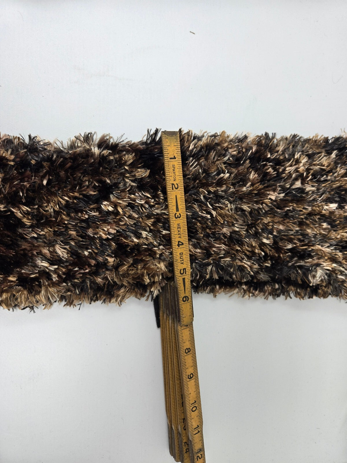 Vintage Brown Shaggy Eyelash Knit Scarf Metallic Bronze Feather Boa Style