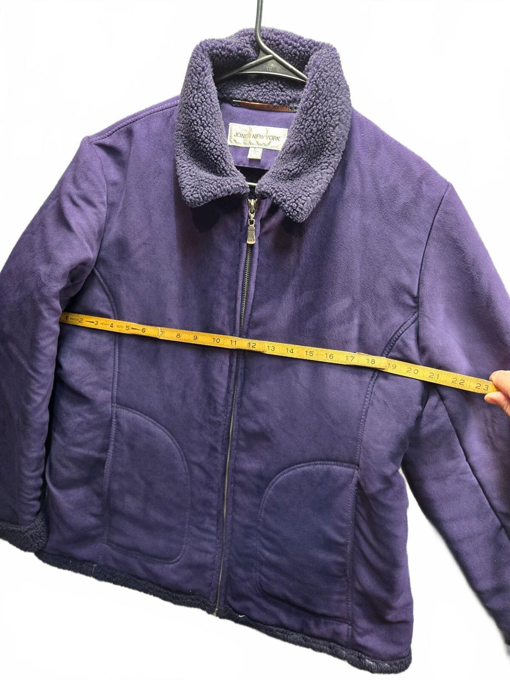 Jones New York Purple Fleece Jacket with Sherpa Lining, Women's Medium