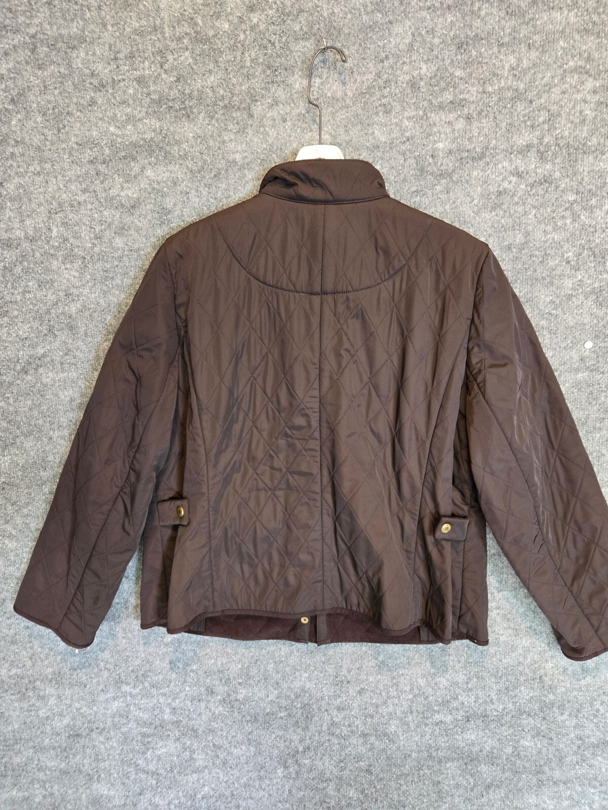 Talbots Quilted Utility Field Jacket Brown Gold Snaps Plus Size 2XP