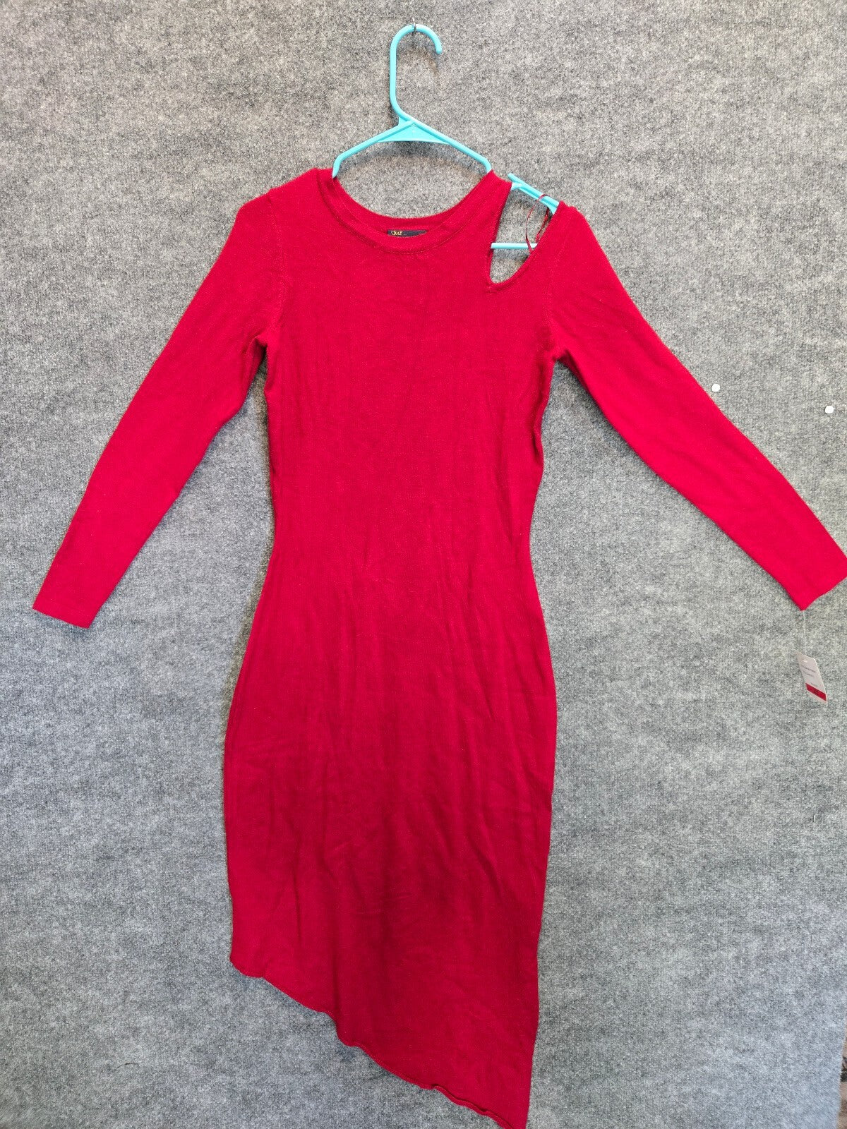 Just... Taylor Women's Red Cold-Shoulder Cutout Asymmetrical Knit Midi Dres (XS)