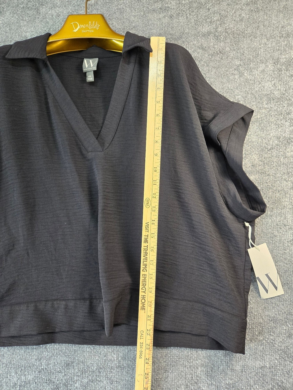 Worthington Women's Black V-Neck Short Sleeve Top XXL