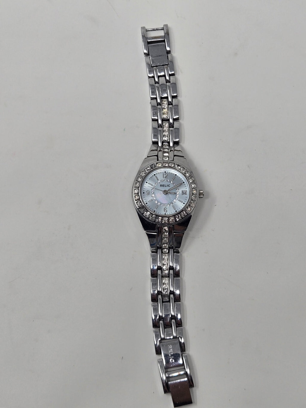 Relic by Fossil Women's Queen's Court Silver-Tone Crystal Bezel Watch