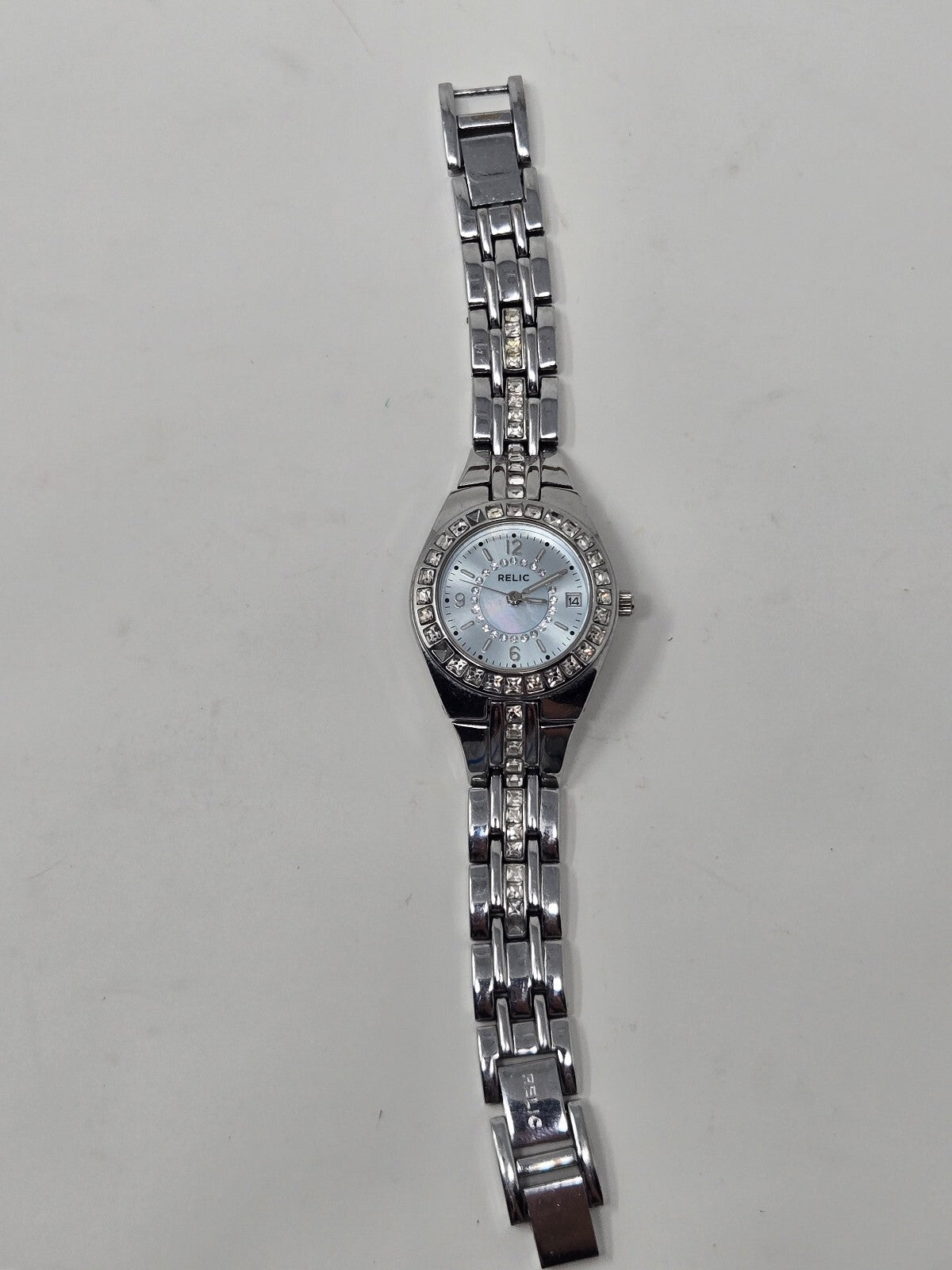 Relic by Fossil Women's Queen's Court Silver-Tone Crystal Bezel Watch