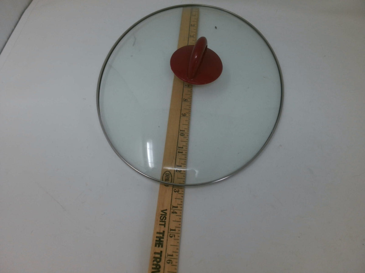 Glass Pot Lid with Red Handle, 11-12 Inch Diameter