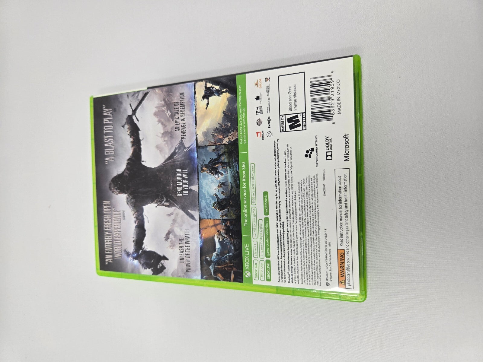 Middle-earth: Shadow of Mordor (Xbox 360, 2014) CIB - 2-Disc Set