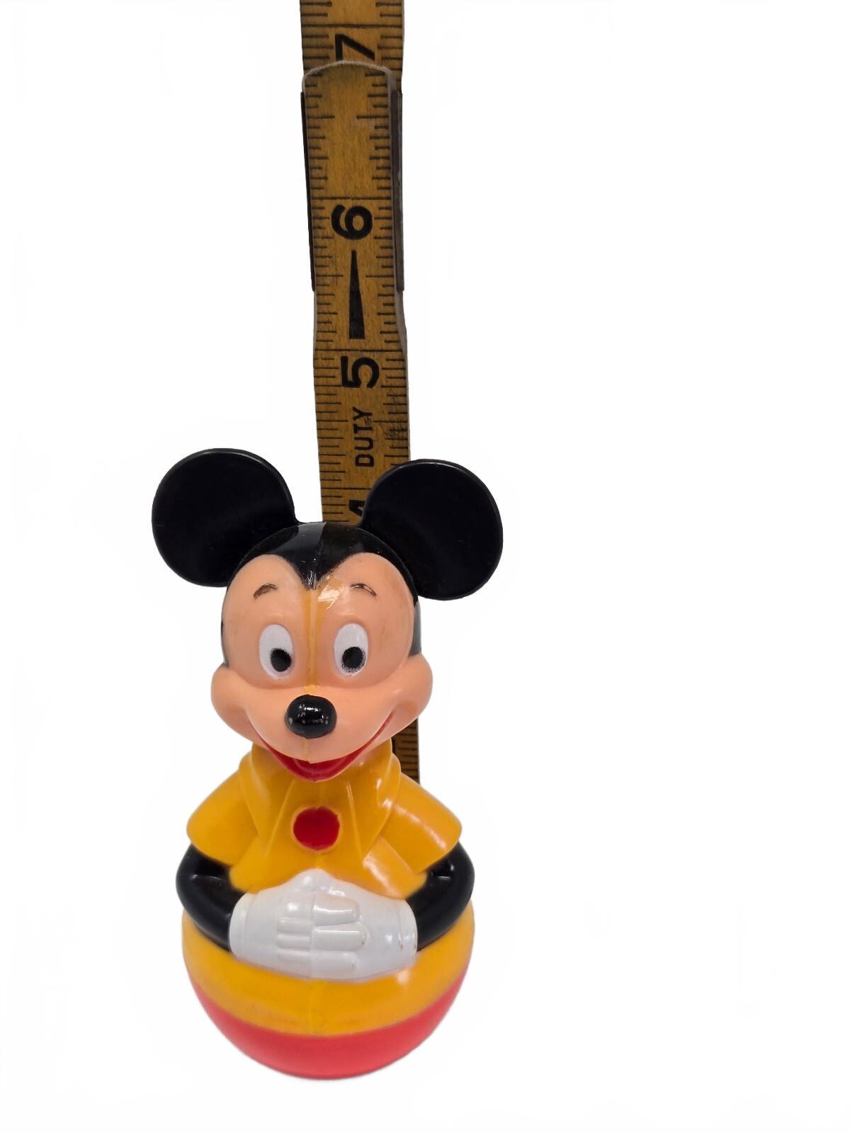 1975 Walt Disney Production Mickey Mouse Roly Poly Weeble Wobble Toy And Rattle