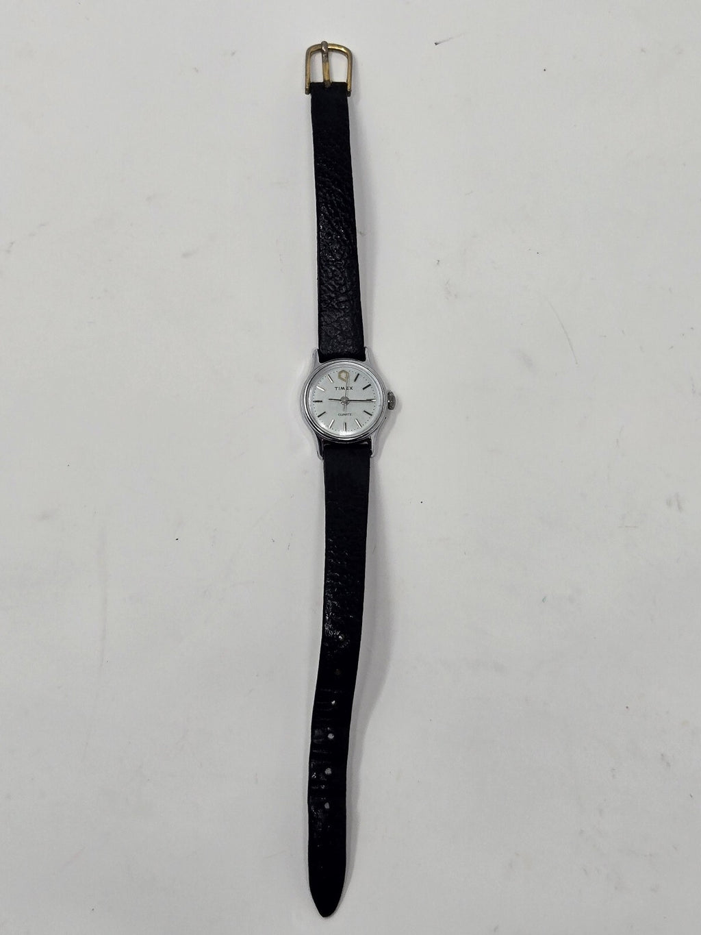 Vintage 1980s Timex "Q" Petite Quartz Women's Dress Watch with White Dial