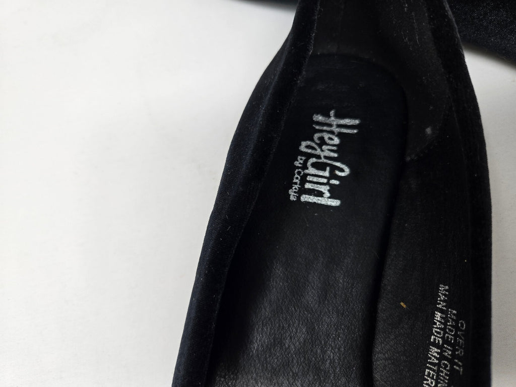 Corky’s Black Velvet Square Toe Flats sz 9