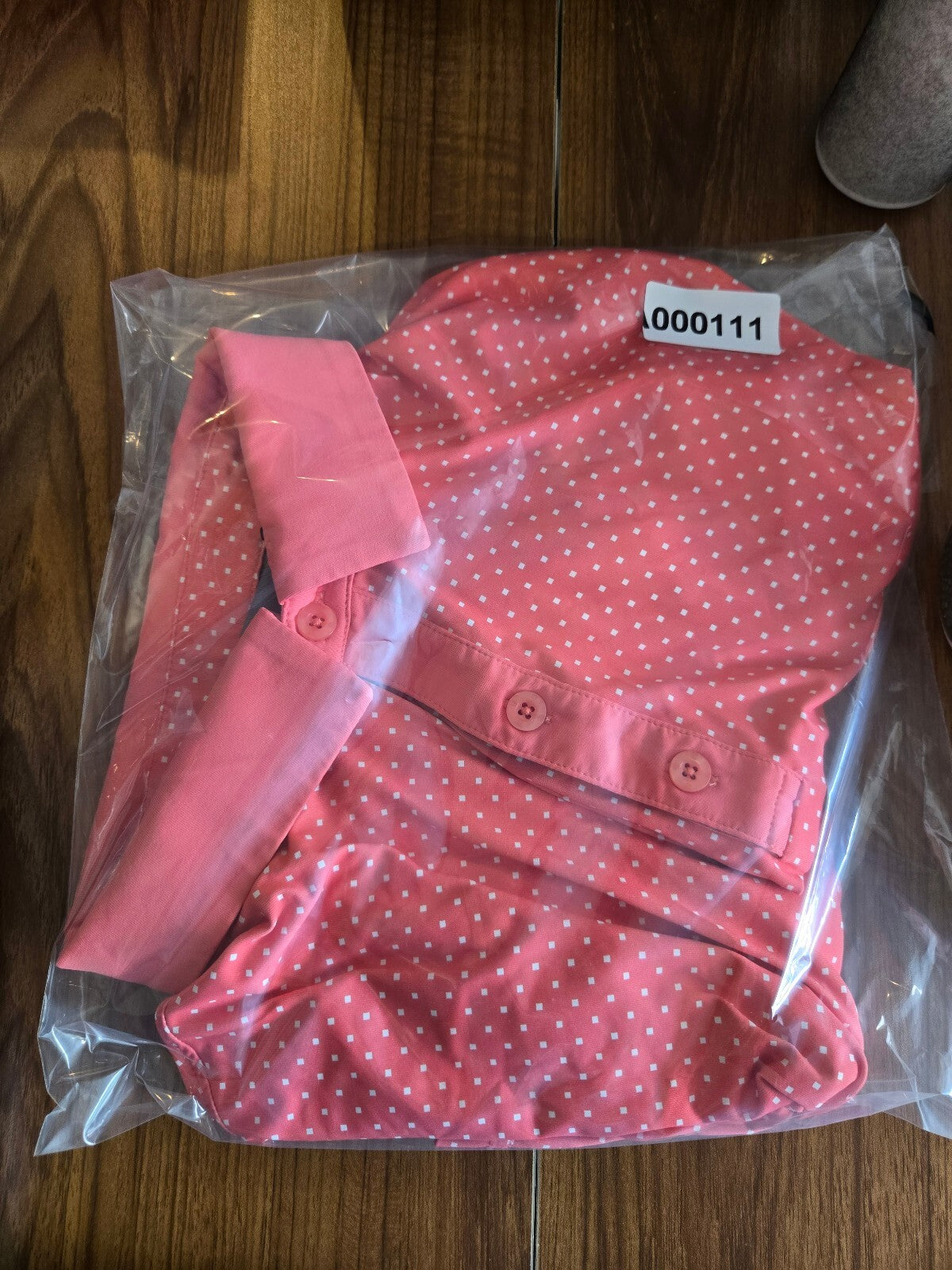 Graham Luxe 1764 Golf Men's Large Coral Pink Geo Square Dot Performance Polo